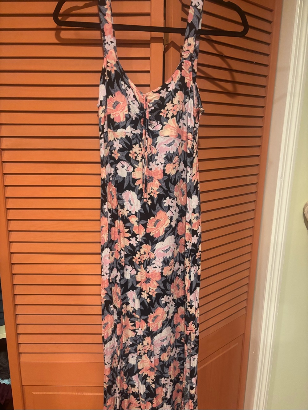 SO Navy Maxi Dress with Coral and White Floral Print